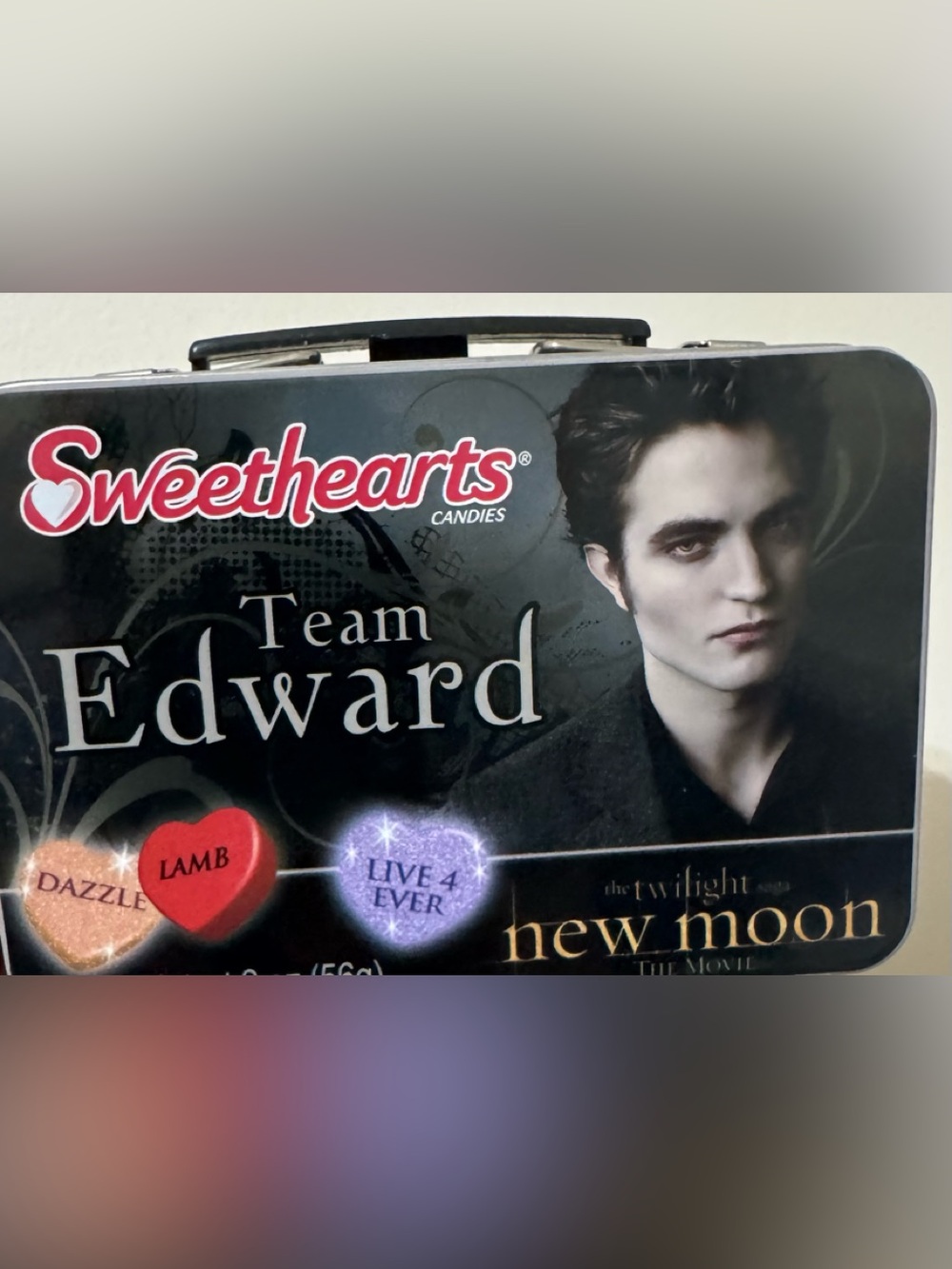 Sweethearts Team Edward Candy Tin - Black with Red & Purple Accents